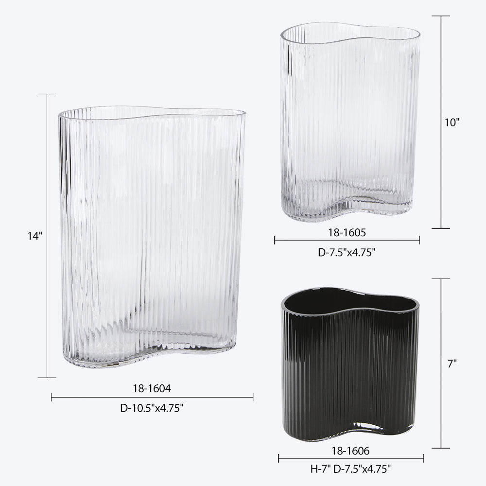 Mila Wave Vase - Wholesale Glass Floral Vases, Colorful Flower Vessels in Bulk & Decorative Containers For Florists | Unlimited Containers Inc