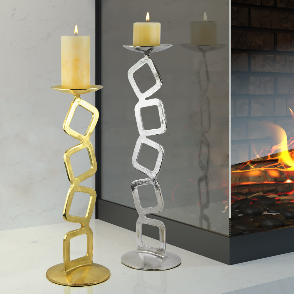 Square Link Stand Pillar Holder - Wholesale Designer Metal Candleholders & Candelabras, Modern Centerpieces, Contemporary Plant Stands in Bulk for Interior Design & Home Decor | Unlimited Containers Inc