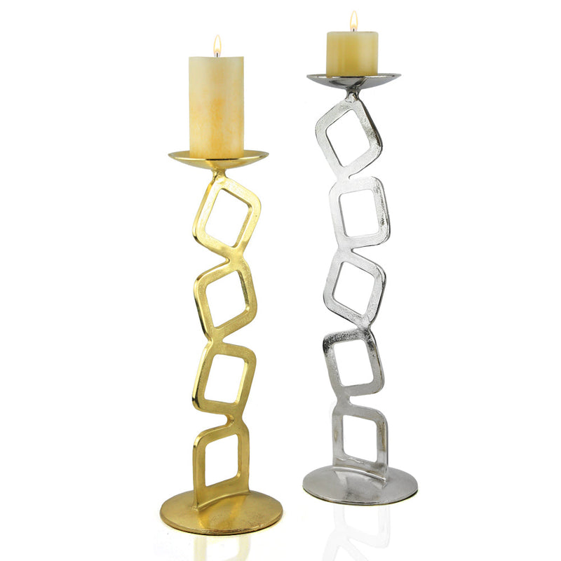 Square Link Stand Pillar Holder - Wholesale Designer Metal Candleholders & Candelabras, Modern Centerpieces, Contemporary Plant Stands in Bulk for Interior Design & Home Decor | Unlimited Containers Inc