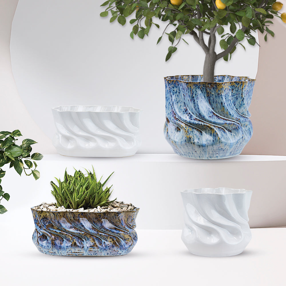 Glossy Ripple Vase - Wholesale Ceramic Planters, Bulk Ceramic Pots & Decorative Pottery for Home Decor Industry | Unlimited Containers Inc