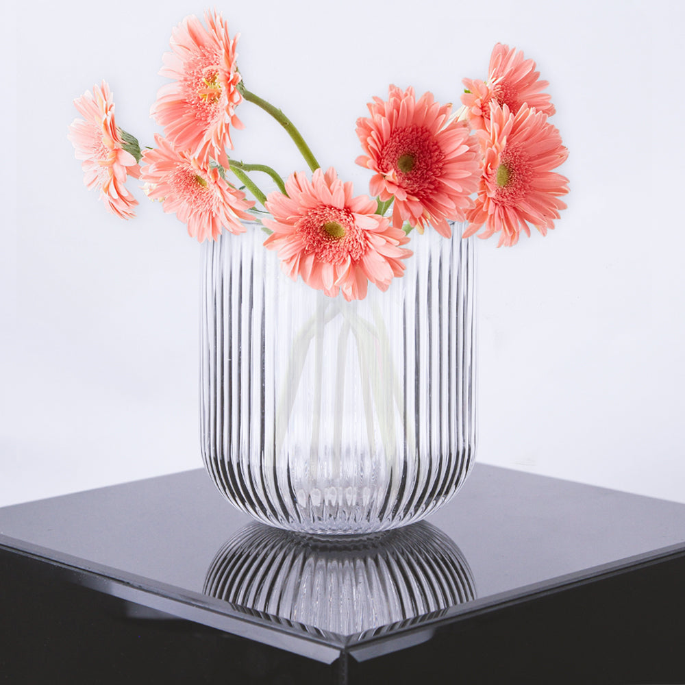 Glass Stripe Vase - Decorative Glass Floral Vase | Unlimited Containers | Wholesale Vases For Florists