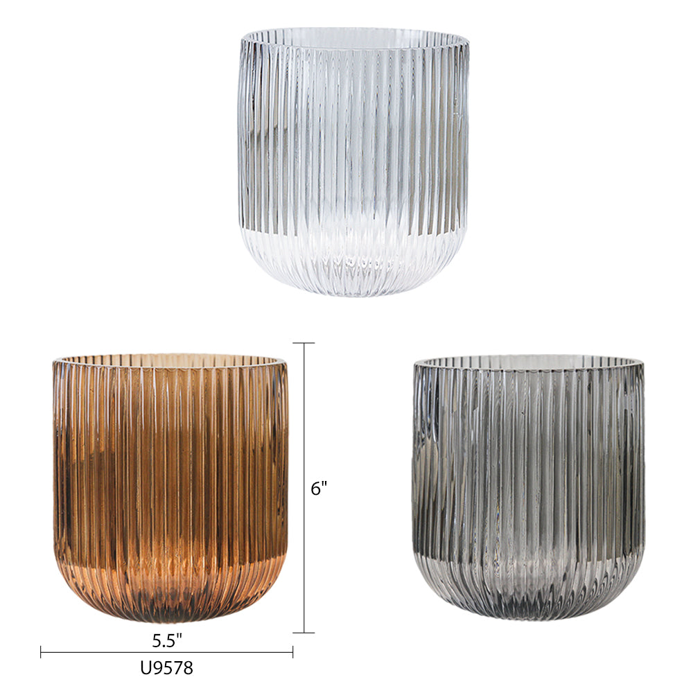 Glass Stripe Vase - Aesthetic Glass Floral Vessel | Unlimited Containers | Wholesale Flower Vases