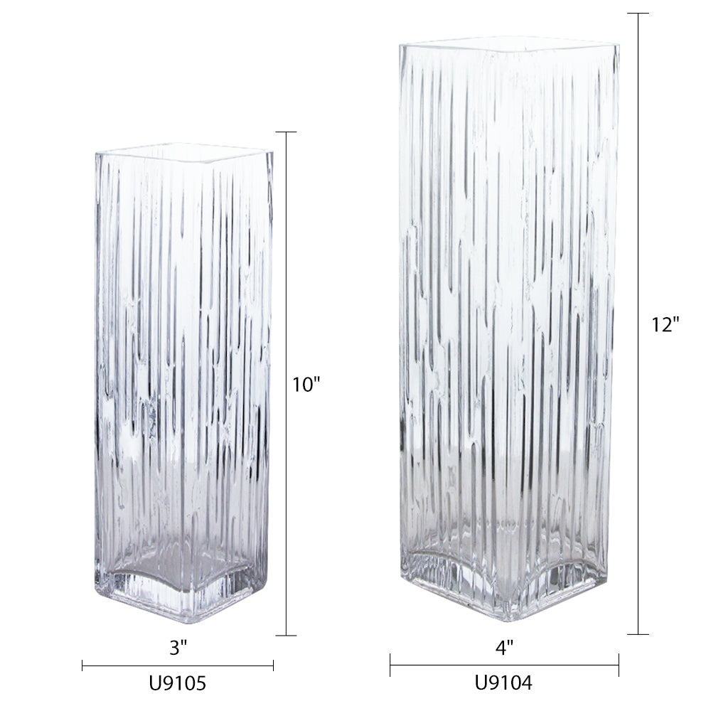 Stripe Glass Vase - Aesthetic Glass Floral Vessel | Unlimited Containers | Wholesale Flower Vases