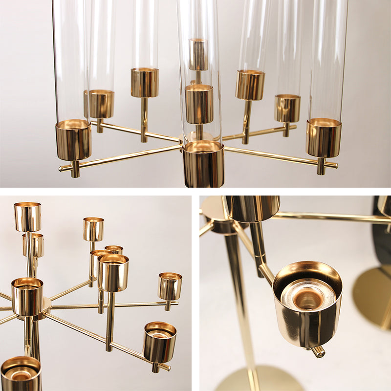 Gold Pillar Candle Stand - Wholesale Designer Metal Candleholders & Candelabras, Modern Centerpieces, Contemporary Plant Stands in Bulk for Interior Design & Home Decor | Unlimited Containers Inc