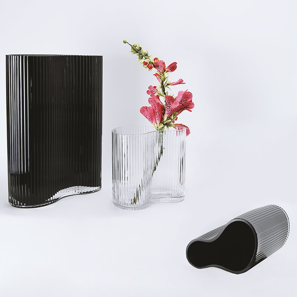 Mila Wave Vase - Decorative Glass Floral Vase | Unlimited Containers | Wholesale Vases For Florists