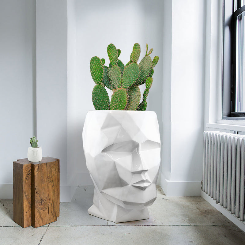 Moai Face Collection - Wholesale Poly Resin Vases for Flowers, Designer Poly Resin Columns, Aesthetic Stands and Modern Centerpieces in Bulk for Home Decor Industry | Unlimited Containers Inc