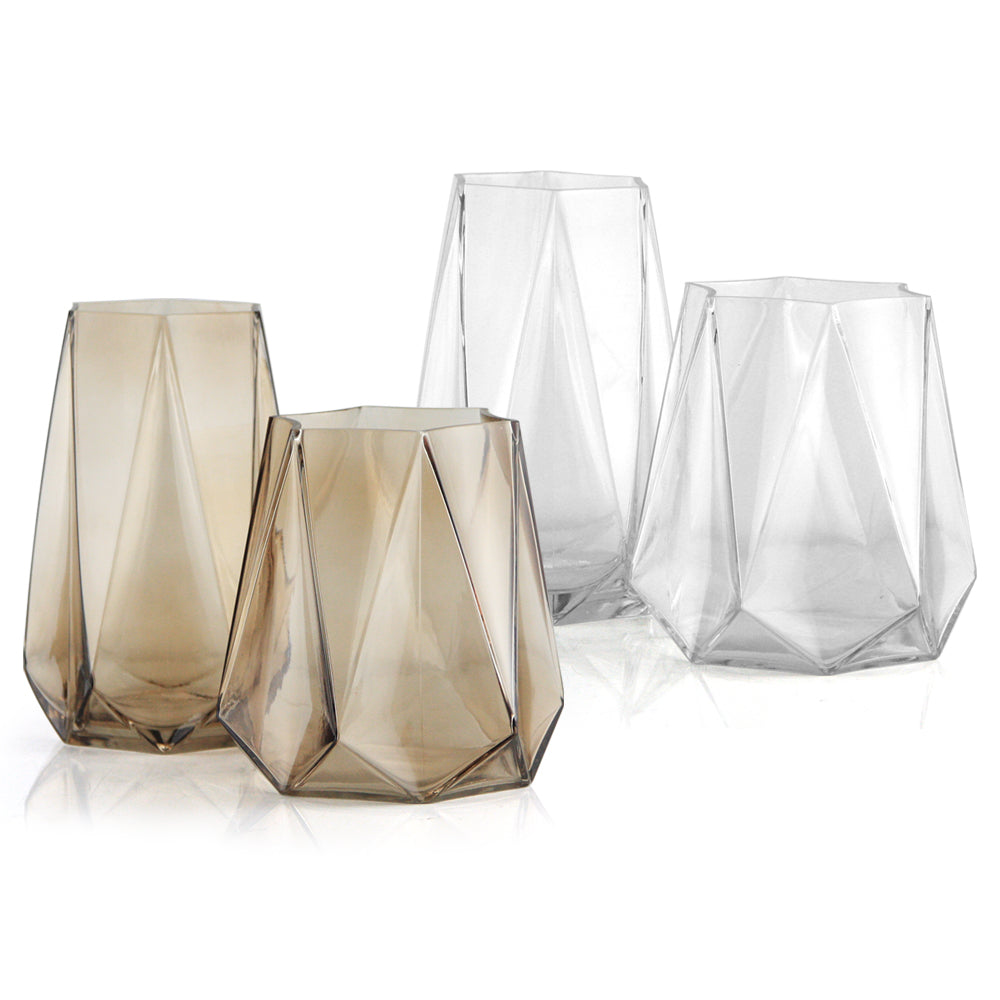 Diamond Cut Vase - Aesthetic Glass Floral Vessel | Unlimited Containers | Wholesale Flower Vases