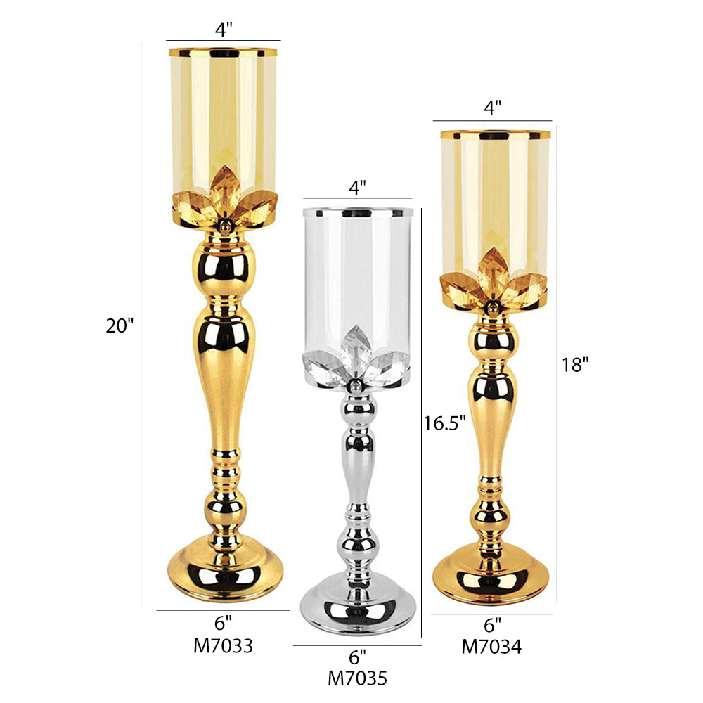 Crystal Petal Candlestick - Wholesale Designer Metal Candleholders & Candelabras, Modern Centerpieces, Contemporary Plant Stands in Bulk for Interior Design & Home Decor | Unlimited Containers Inc