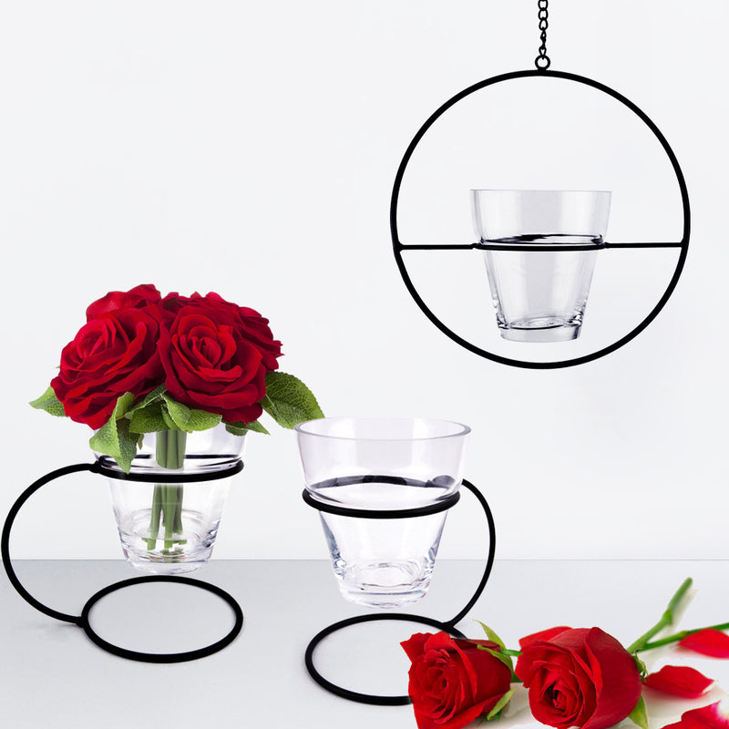 Hanging Ring With Premium Glass Planter - Modern Glass Vases For Flowers | Unlimited Containers | Wholesale Decorative Vases For Flower Shops