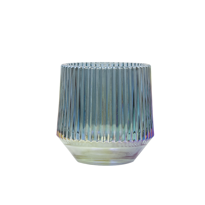 Iridescent Candle Holder - Luxury Glass Flower Vase | Unlimited Containers | Wholesale Floral Vases For Home Decor Companies
