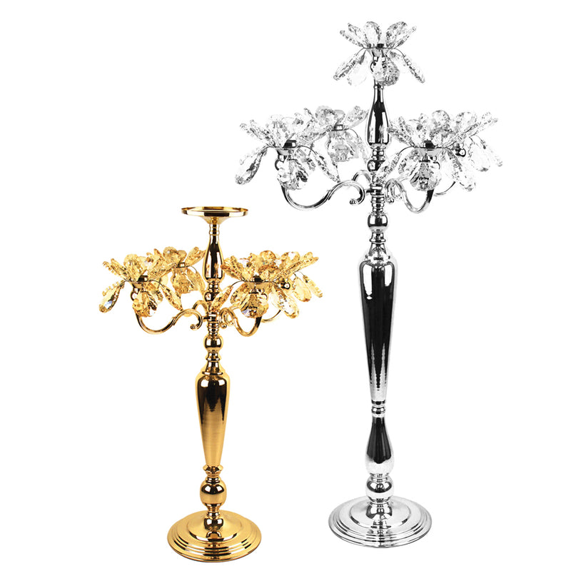 Crystal Petal Candelabra - Wholesale Designer Metal Candleholders & Candelabras, Modern Centerpieces, Contemporary Plant Stands in Bulk for Interior Design & Home Decor | Unlimited Containers Inc