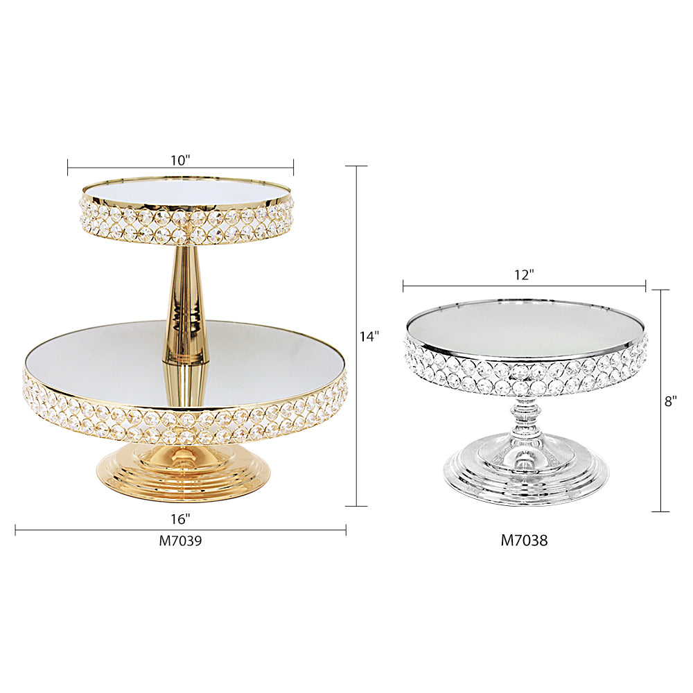 Crystal Single/Tiered Cake Stands - Wholesale Designer Metal Candleholders & Candelabras, Modern Centerpieces, Contemporary Plant Stands in Bulk for Interior Design & Home Decor | Unlimited Containers Inc