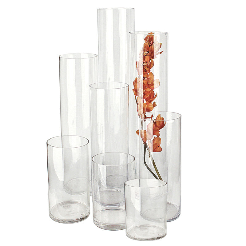 8" Opening Tall Cylinder - Wholesale Glass Floral Vases, Colorful Flower Vessels in Bulk & Decorative Containers For Florists | Unlimited Containers Inc