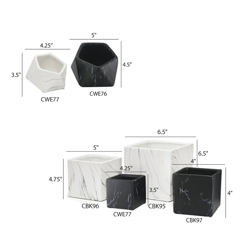 Black and White Marble Collection - Wholesale Ceramic Planters, Bulk Ceramic Pots & Decorative Pottery for Home Decor Industry | Unlimited Containers Inc