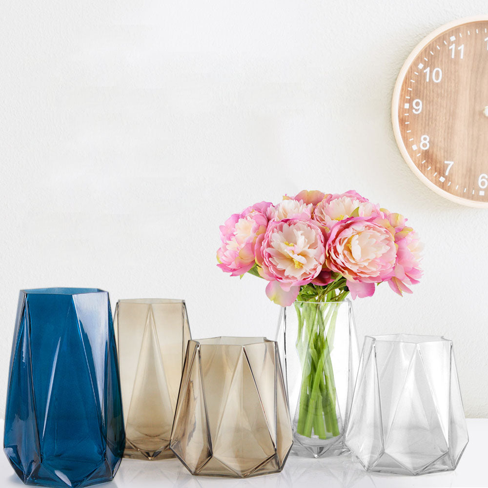 Diamond Cut Vase - Decorative Glass Floral Vase | Unlimited Containers | Wholesale Vases For Florists