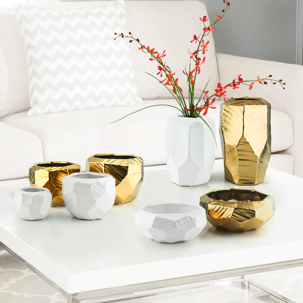 Gold and White - Wholesale Ceramic Planters, Bulk Ceramic Pots & Decorative Pottery for Home Decor Industry | Unlimited Containers Inc
