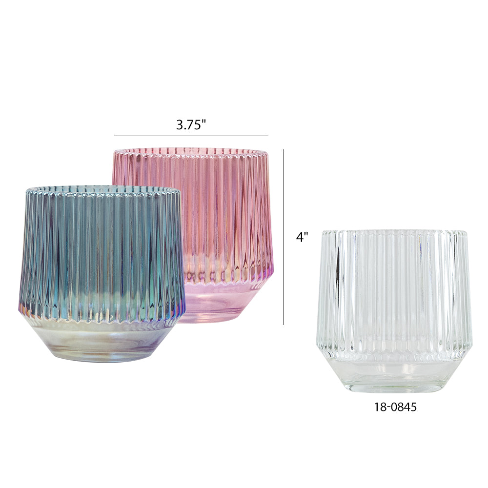 Iridescent Candle Holder - Aesthetic Glass Floral Vessel | Unlimited Containers | Wholesale Flower Vases