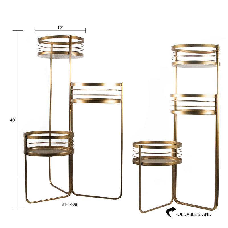 3-Tier Foldable Iron Plant Stand - Wholesale Designer Metal Candleholders & Candelabras, Modern Centerpieces, Contemporary Plant Stands in Bulk for Interior Design & Home Decor | Unlimited Containers Inc