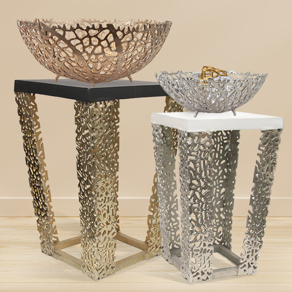 Aluminum Coral Square Side Table - Wholesale Designer Metal Candleholders & Candelabras, Modern Centerpieces, Contemporary Plant Stands in Bulk for Interior Design & Home Decor | Unlimited Containers Inc