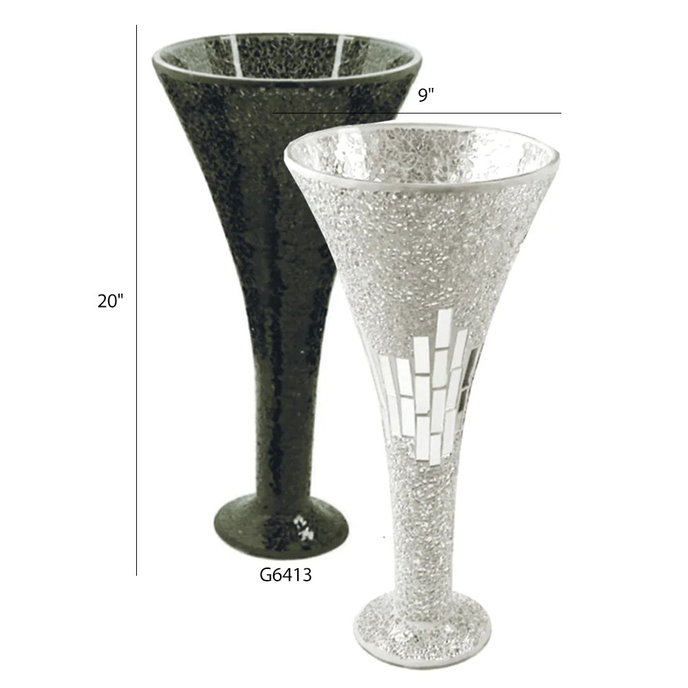 Mosaic Glass Trumpet Vases - Wholesale Glass Floral Vases, Colorful Flower Vessels in Bulk & Decorative Containers For Florists | Unlimited Containers Inc
