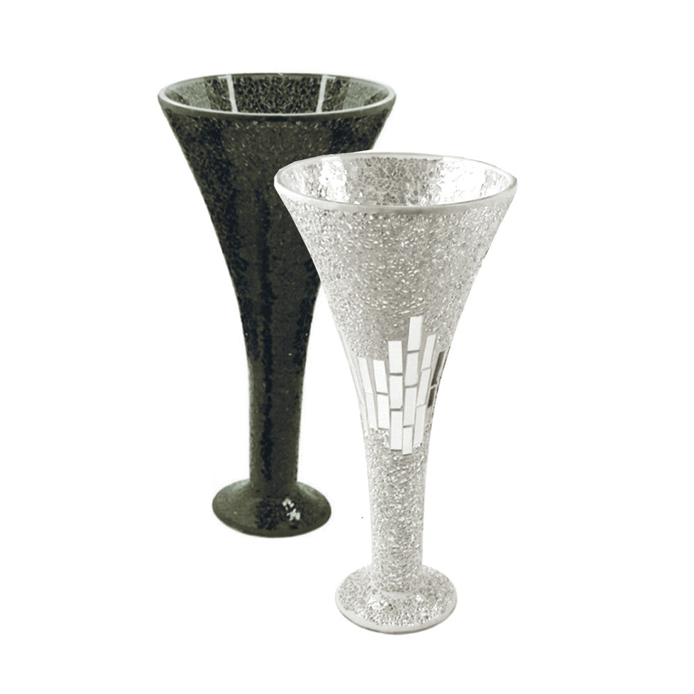 Mosaic Glass Trumpet Vases - Wholesale Glass Floral Vases, Colorful Flower Vessels in Bulk & Decorative Containers For Florists | Unlimited Containers Inc