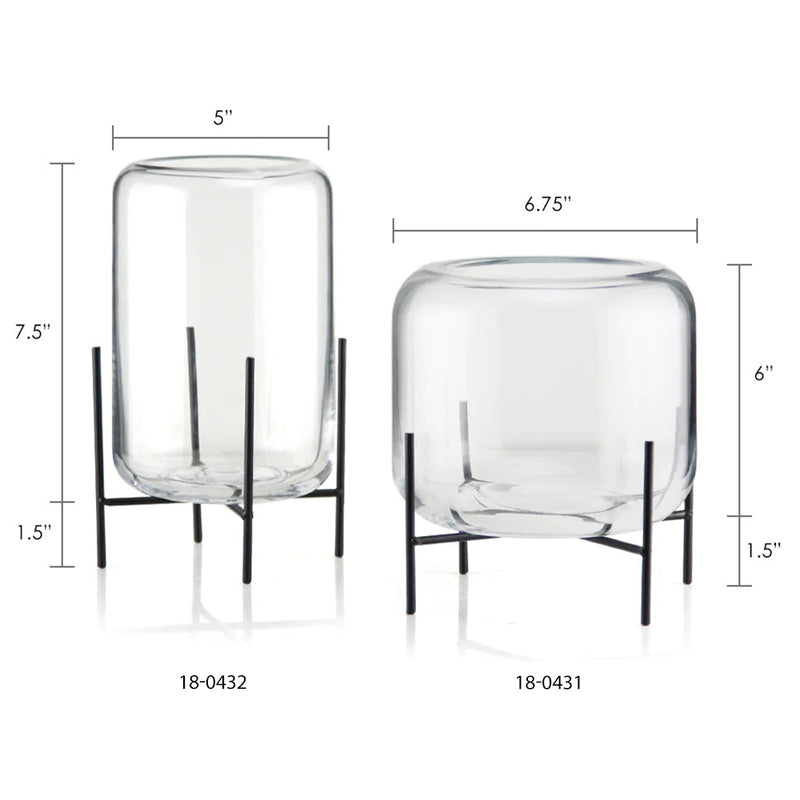 Glass Vase on Stands - Aesthetic Glass Floral Vessel | Unlimited Containers | Wholesale Flower Vases