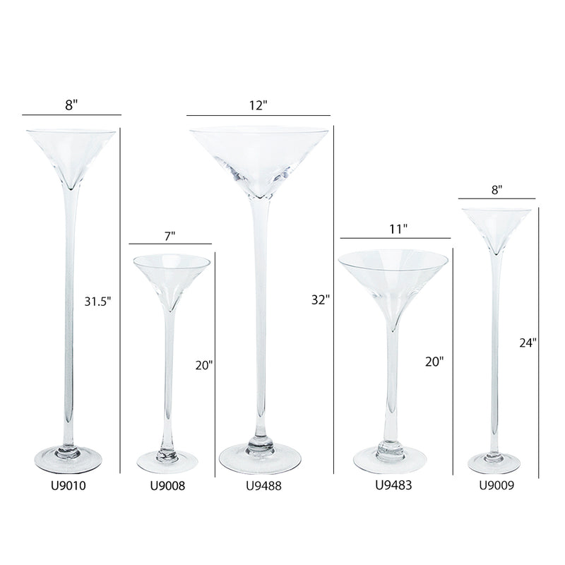 Martini Glass Collection - Wholesale Glass Floral Vases, Colorful Flower Vessels in Bulk & Decorative Containers For Florists | Unlimited Containers Inc