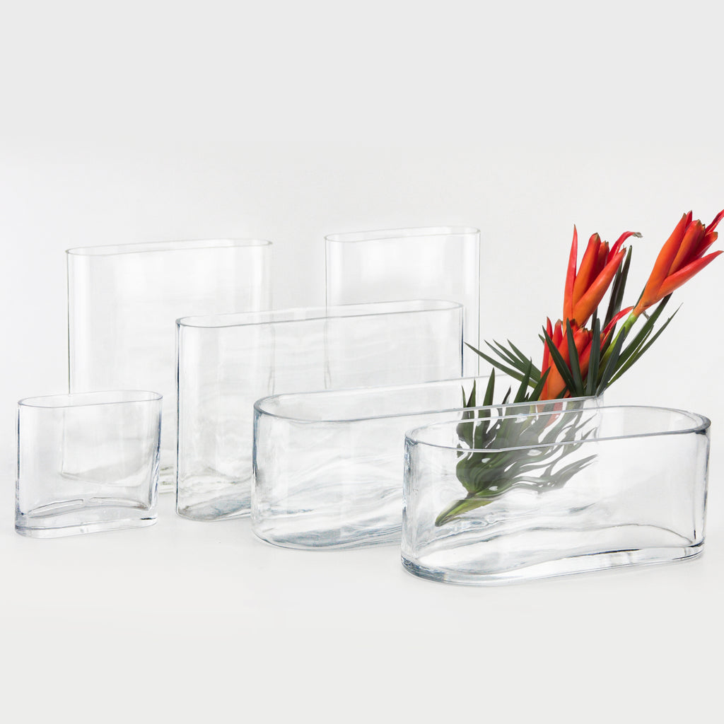 Oval Flat Panel - Wholesale Glass Floral Vases, Colorful Flower Vessels in Bulk & Decorative Containers For Florists | Unlimited Containers Inc