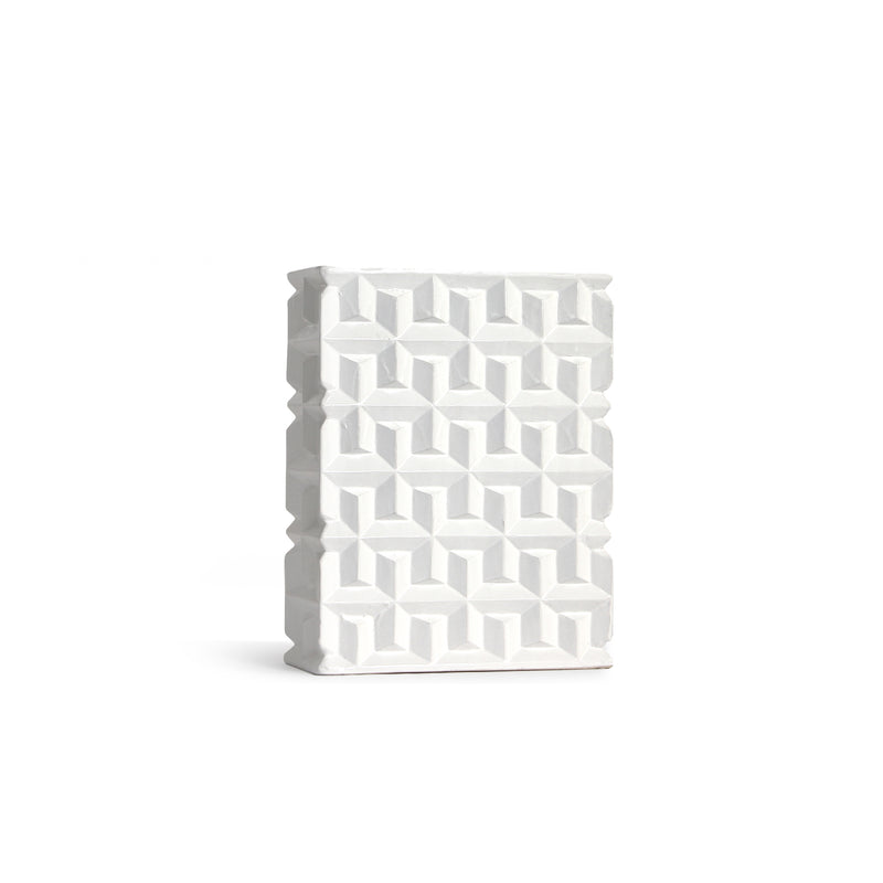 Embossed White Ceramic Vase