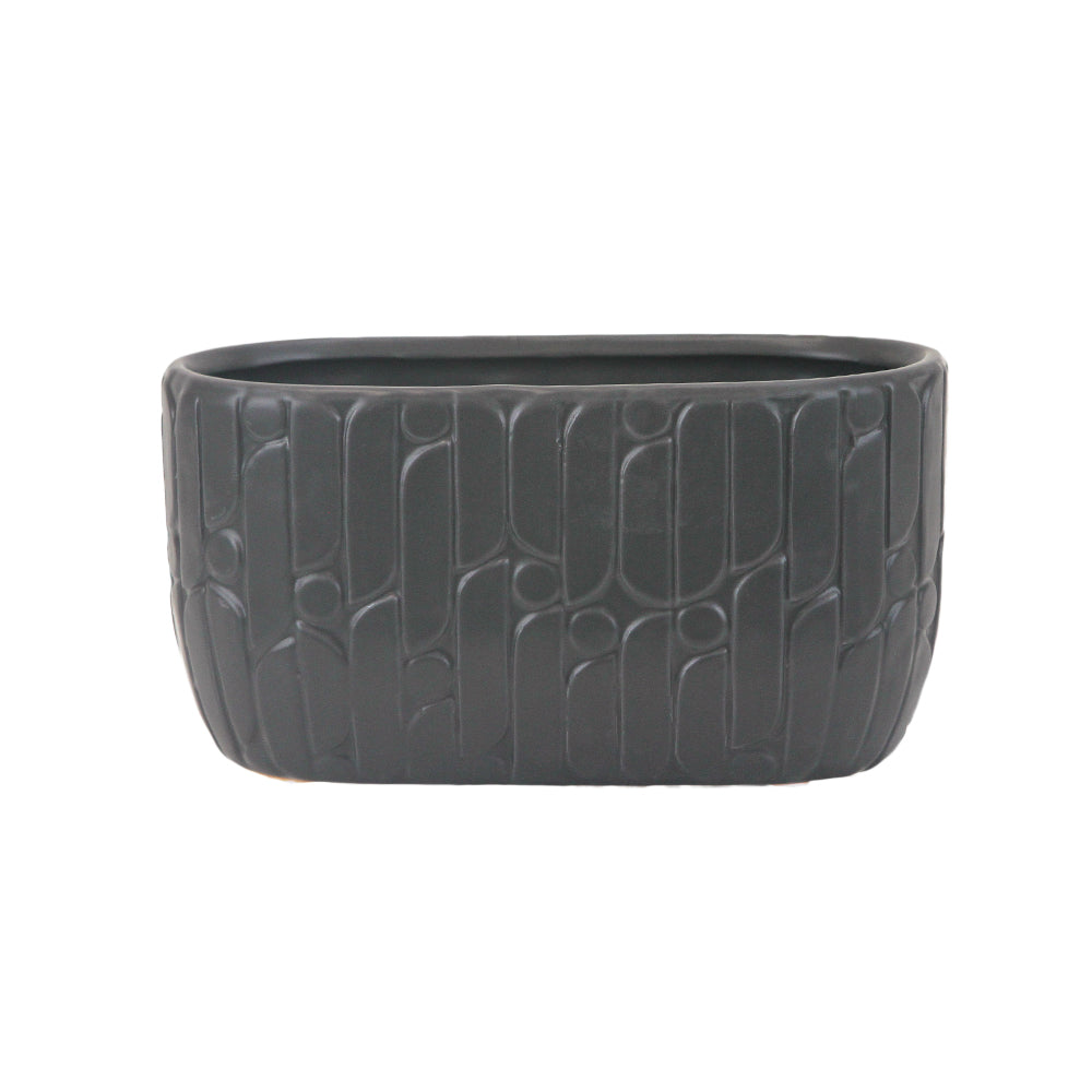 black oval plant pot 4.5 x 8 inch Ceramic Planter – Contempo Relief Ceramic, Indoor Styling