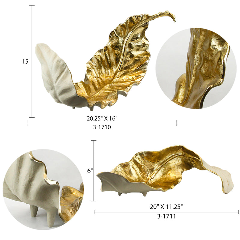 Monarch Leaf Platter - Wholesale Designer Metal Candleholders & Candelabras, Modern Centerpieces, Contemporary Plant Stands in Bulk for Interior Design & Home Decor | Unlimited Containers Inc