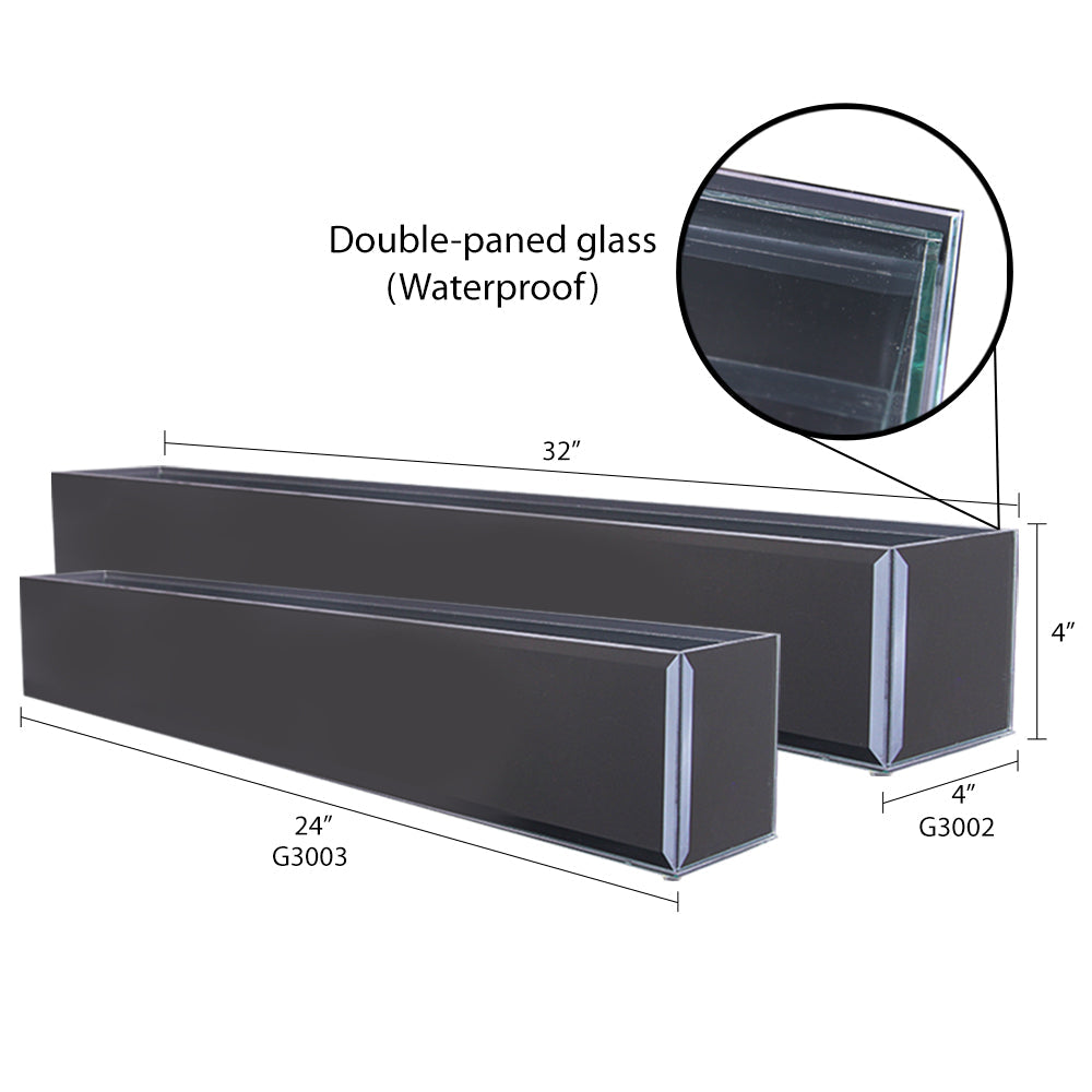 Galaxy Black Glass Floral Aquarium Rectangle