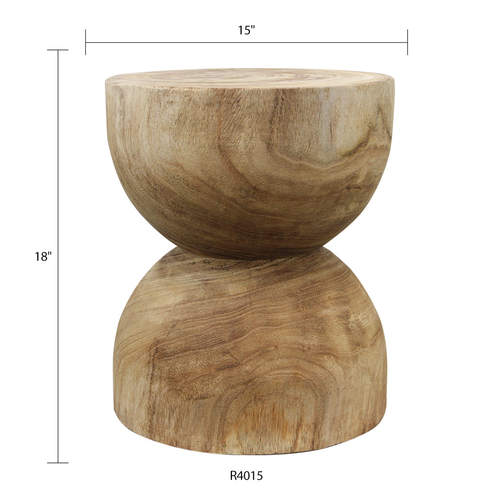 Hour Glass Wood stool - Wholesale Decorative Wooden Pots & Planters, Wood Columns, Natural Wood Plant Stands, Log Decor Home Accents in Bulk | Unlimited Containers Inc