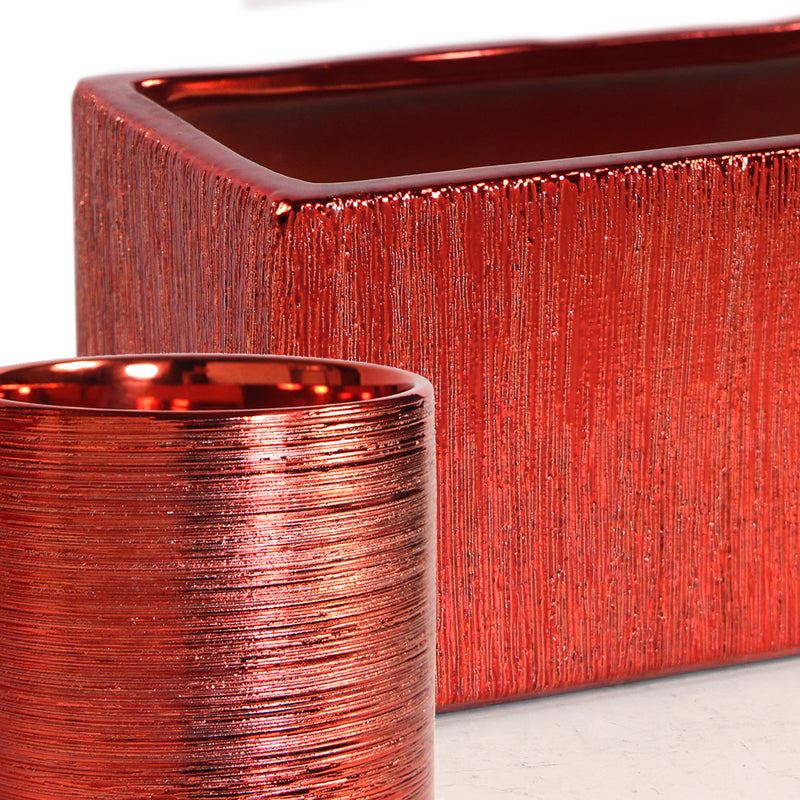 Etched Metallic Red  Cube & Squares Collection