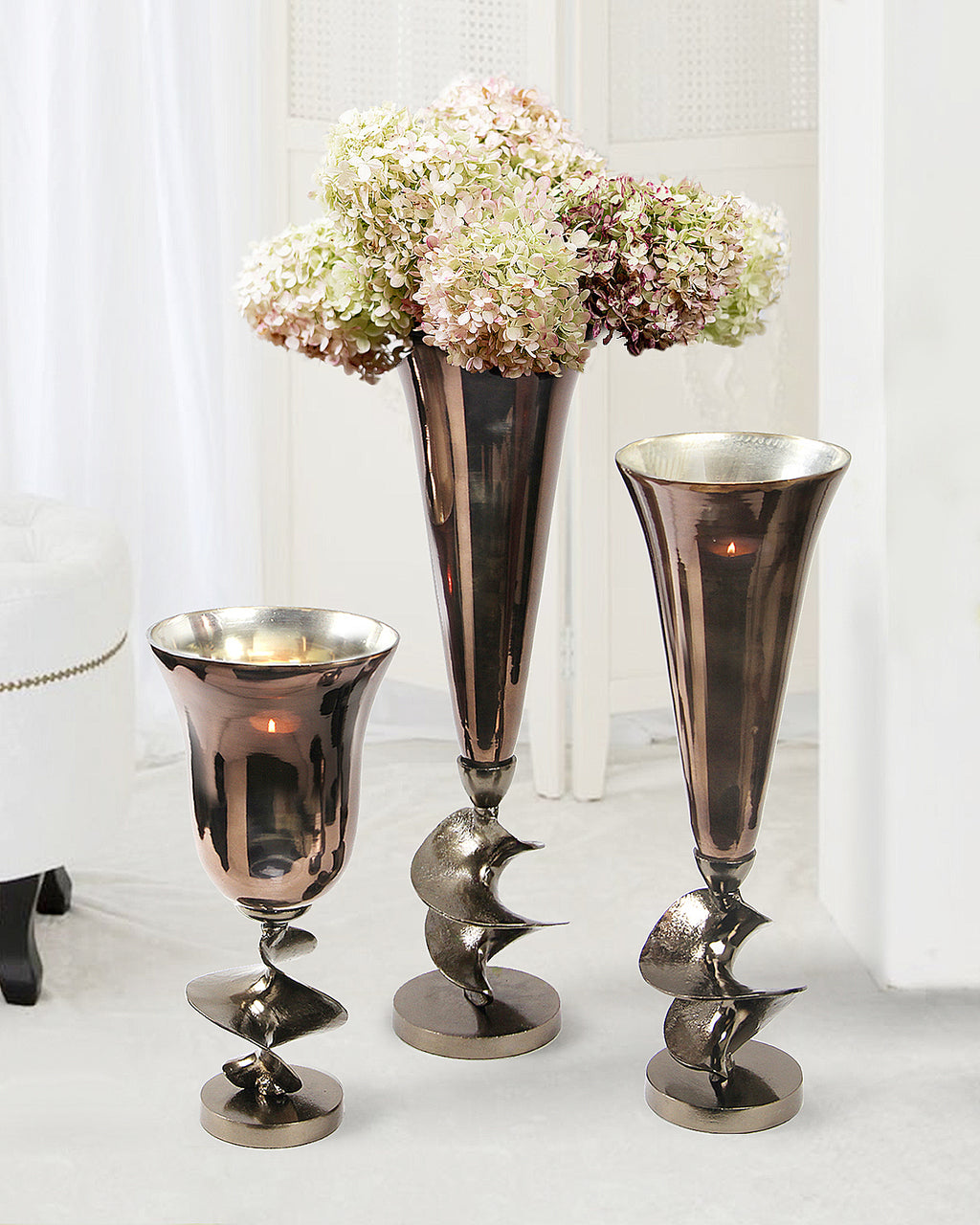 Elysian Trumpet Vase with Aluminum Base