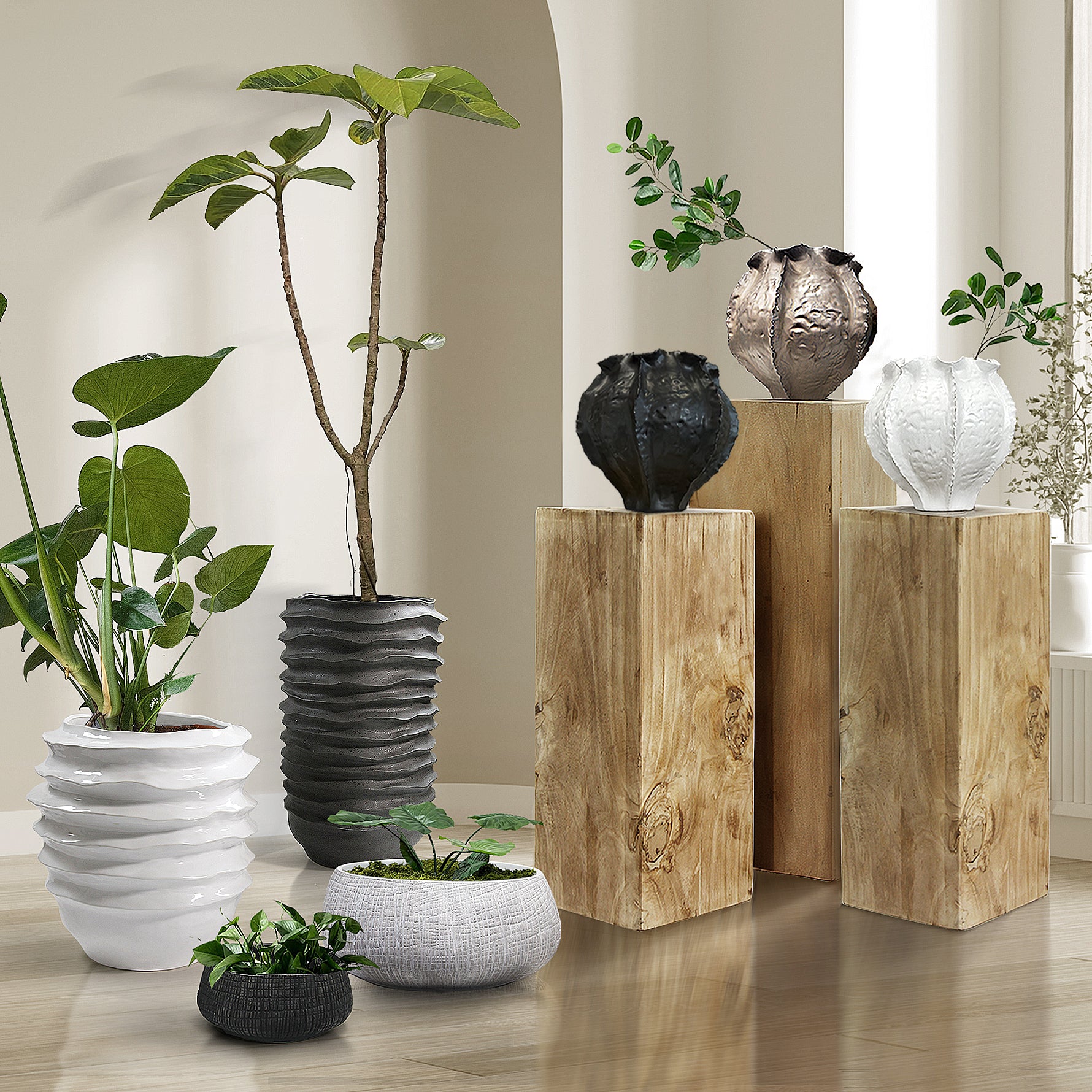 Timber Block Wooden Column / Pedestal Stand - Wholesale Case
