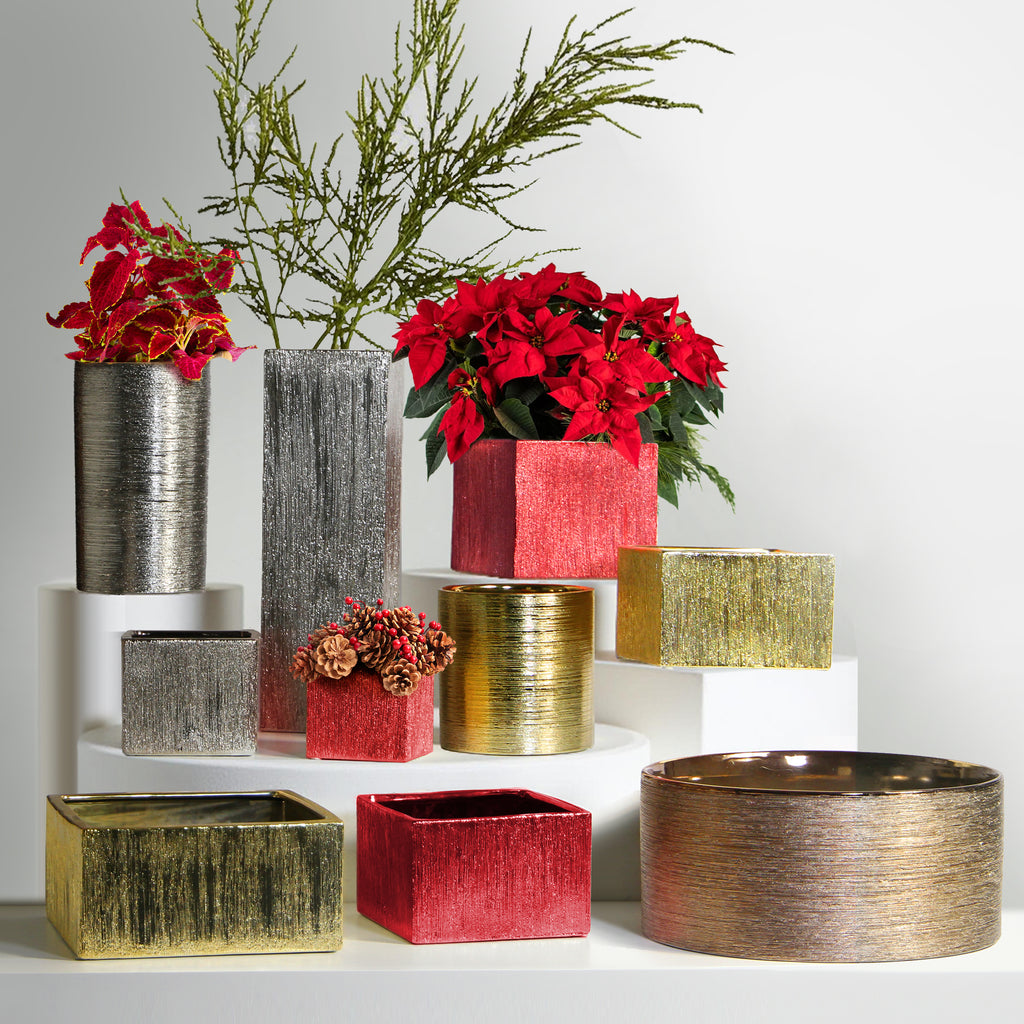 Etched Metallic Red  Cube & Squares Collection