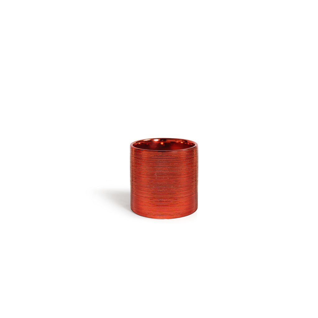 Etched Metallic Red Cylinders