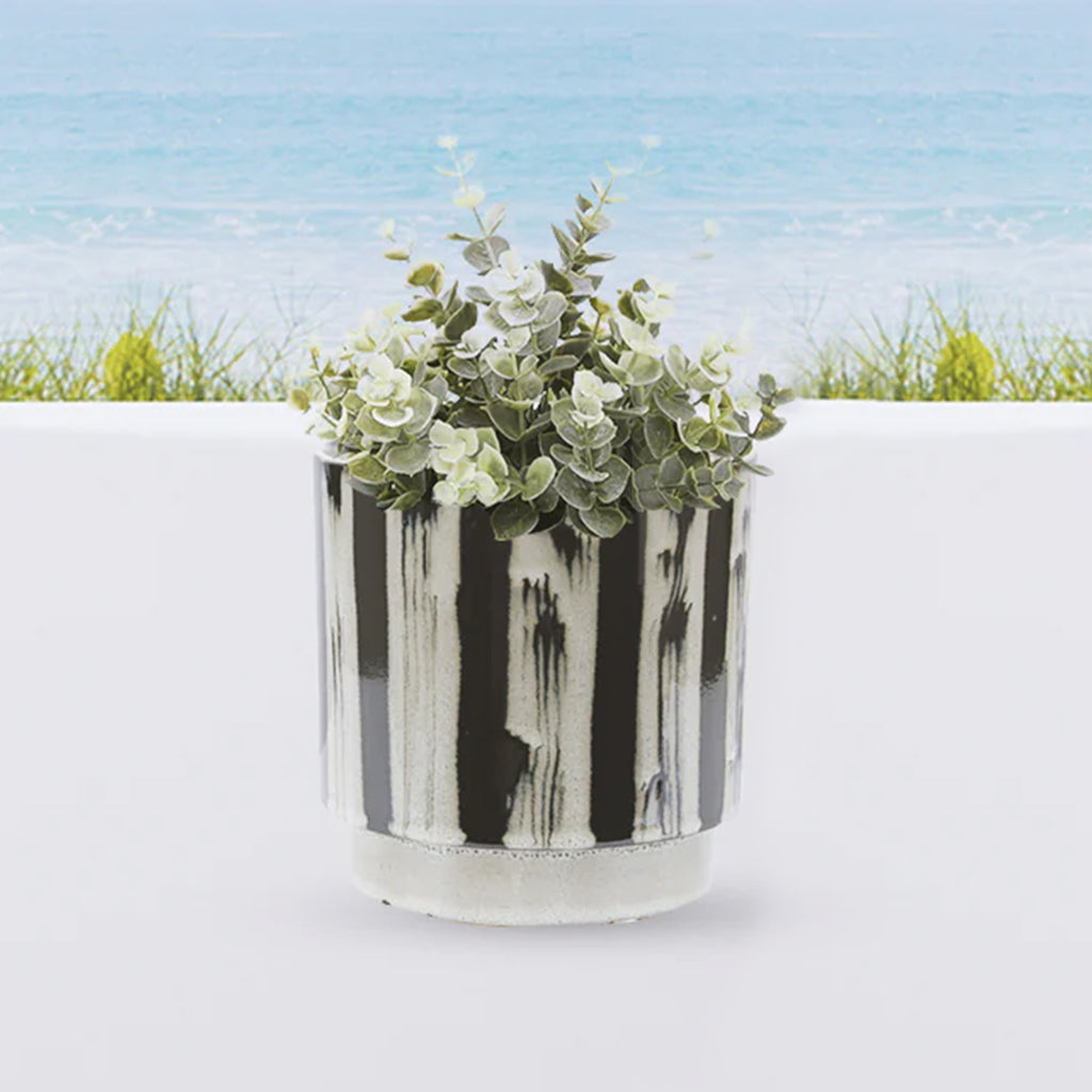 Brush Black Ceramic Planter