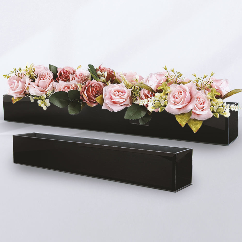 Galaxy Black Glass Floral Aquarium Rectangle