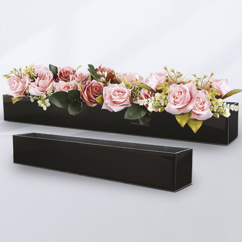 Galaxy Black Glass Floral Aquarium Rectangle