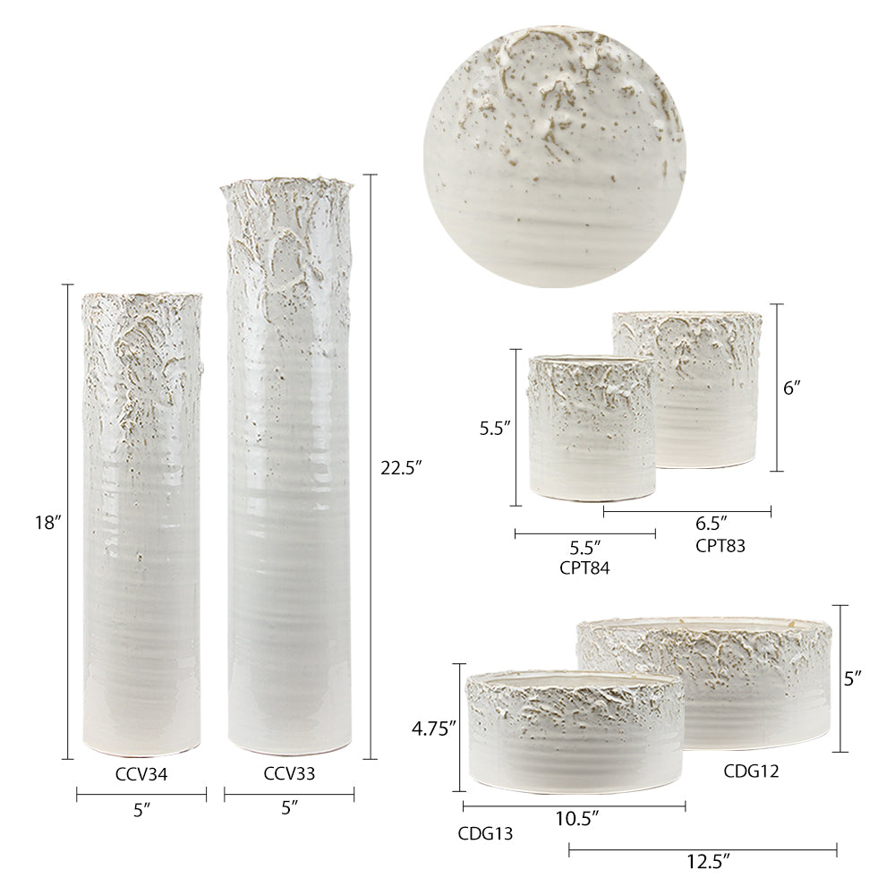 Aspen White Ceramic Planter