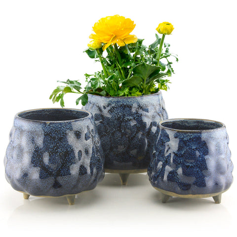 blue ceramic indoor plant pots Cerulean Planter Decorative Ceramic Container