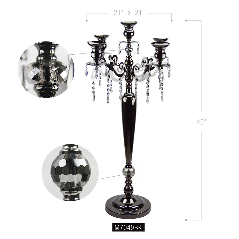 Pearlized Black Candelabra with Premium Crystals