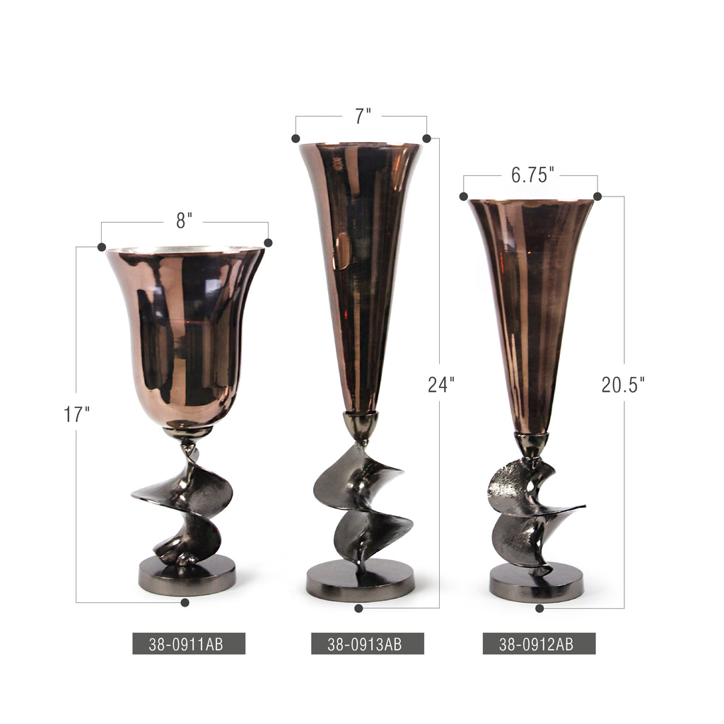 Elysian Trumpet Vase with Aluminum Base