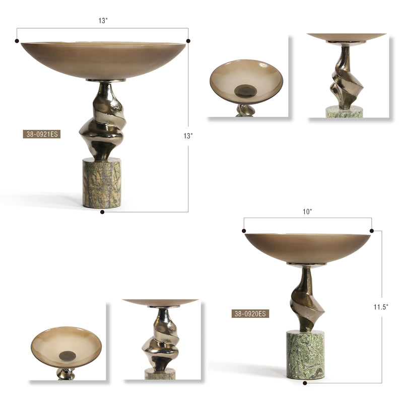 Glass Compote & Candle Holder Trio