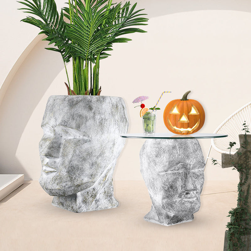 Moai Face Collection - Wholesale Poly Resin Vases for Flowers, Designer Poly Resin Columns, Aesthetic Stands and Modern Centerpieces in Bulk for Home Decor Industry | Unlimited Containers Inc