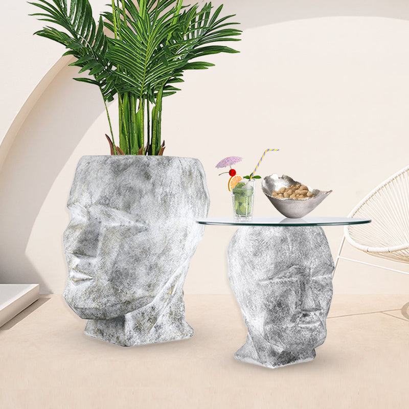 Moai Face Collection - Wholesale Poly Resin Vases for Flowers, Designer Poly Resin Columns, Aesthetic Stands and Modern Centerpieces in Bulk for Home Decor Industry | Unlimited Containers Inc