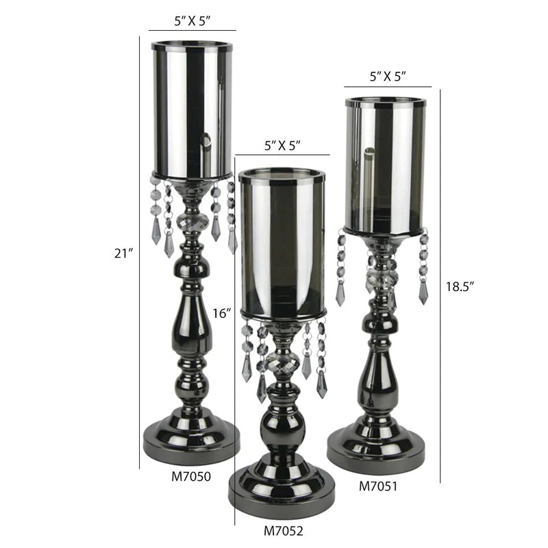 Pearlized Black Candelabra with Premium Crystals - Wholesale Designer Metal Candleholders & Candelabras, Modern Centerpieces, Contemporary Plant Stands in Bulk for Interior Design & Home Decor | Unlimited Containers Inc