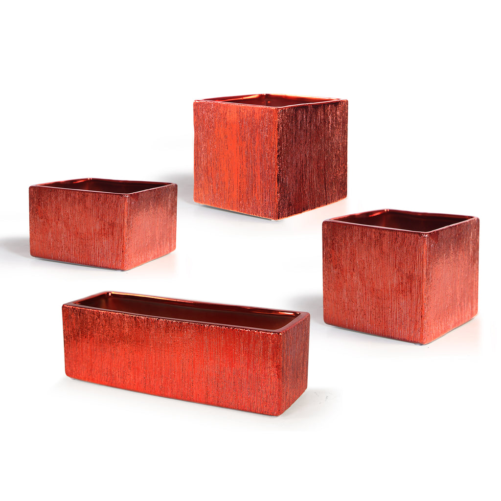 Etched Metallic Red  Cube & Squares Collection
